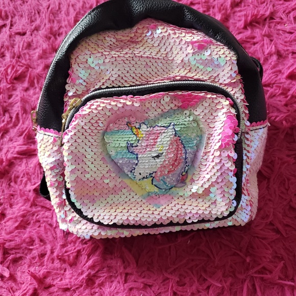 Girls Reversible Unicorn Sequin Mini Backpack - Picture 1 of 3